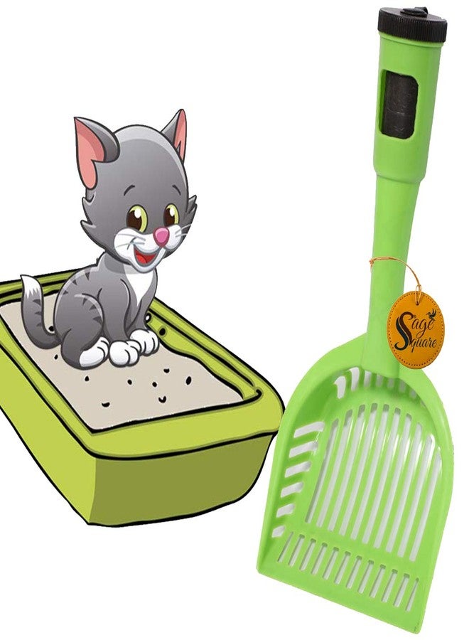 Sage Square Litter Scoop with Poop Bag Holding Space and Cute Design Scooper for Cat/Dog/Kitten/Rabbit/Guinea Pig (Along with 15 Poop Bag Sheet) - Image 1